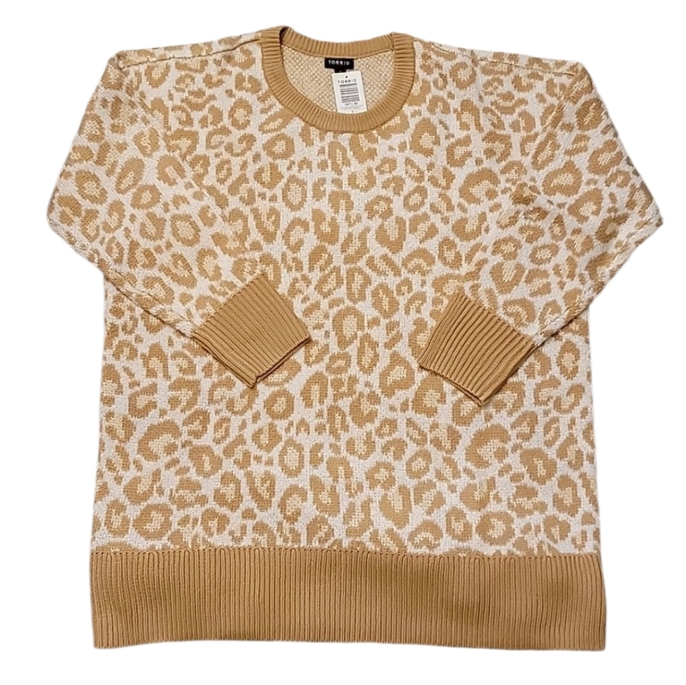 Torrid Plus Size Leopard Print Drop Shoulder‎ Sweater Size 2X